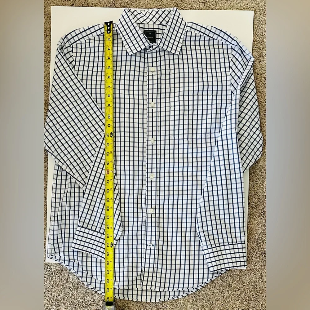 GAP Navy and White Plaid Button-Down Shirt - Picture 3 of 3